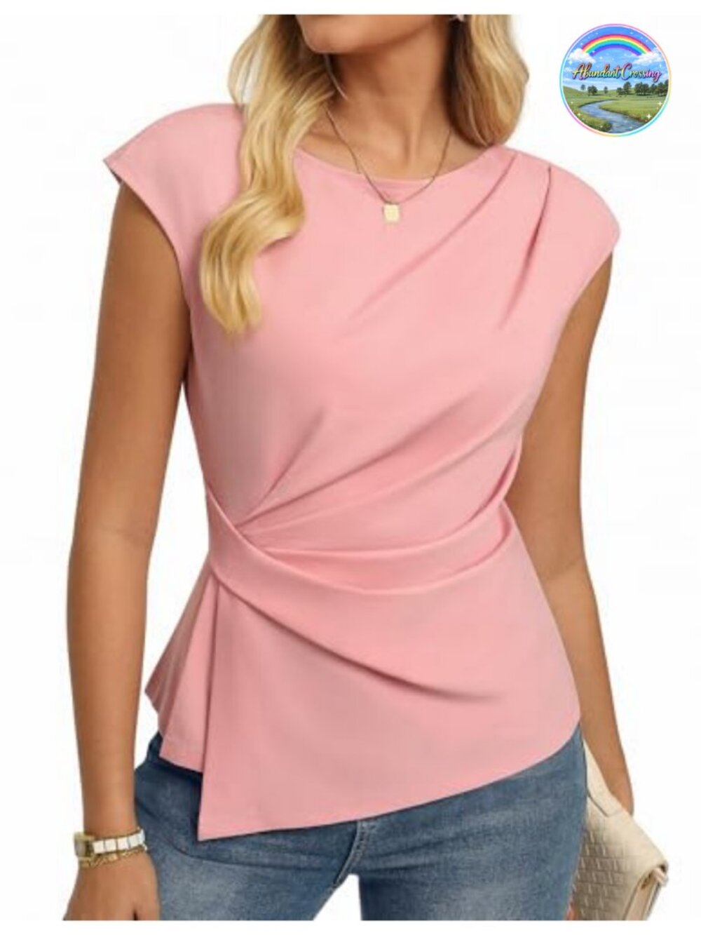 Dressy Peplum Top Cap Sleeve Blouse